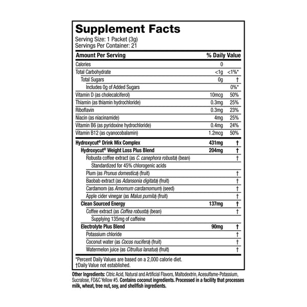 MT Hydroxycut Drink Mix 21 Packets/Box Beastmode Nutrition