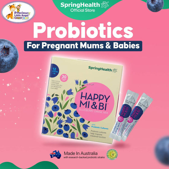 SpringHealth Happy Mi & Bi Blueberry Drink Mix with 30 Billion CFU Probiotics 12 sachets