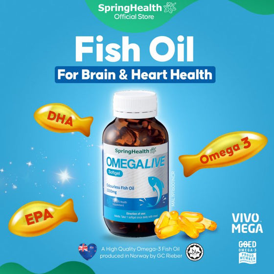 SpringHealth OMEGALIVE™ Softgel Odourless Fish Oil (60 Capsules)
