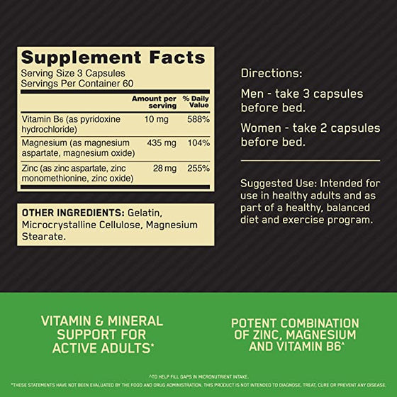 ON ZMA Testosterone Support